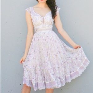 Vintage Gunne Sax calico floral Swiss dot dress